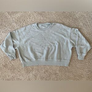 Aerie Gray Boxy Cropped Corded Sweater | Size Small